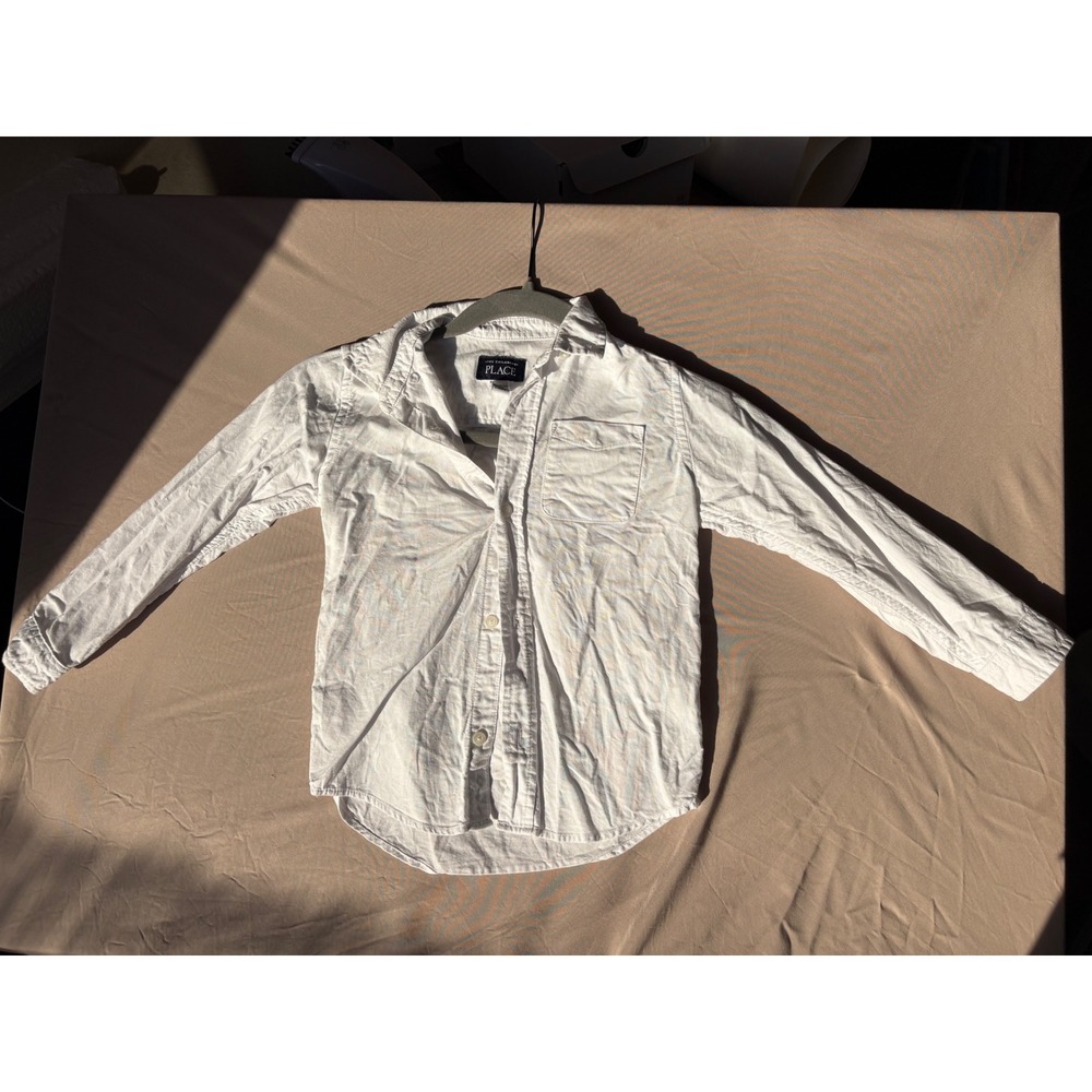 The Childrens Place Boys White Long Sleeve Button Down Dress Shirt Size 5T